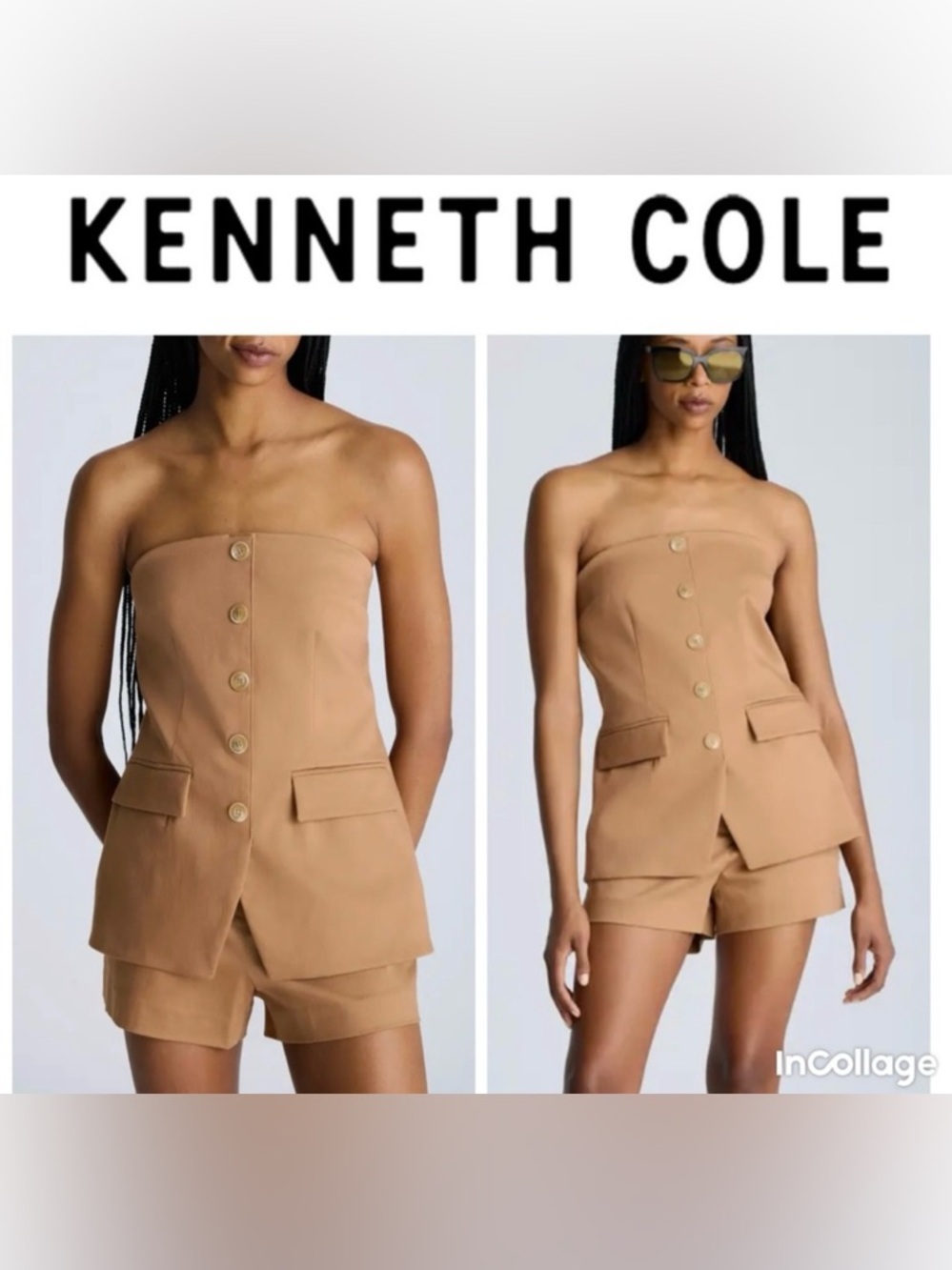 Kenneth Cole Camel Strapless Blazer